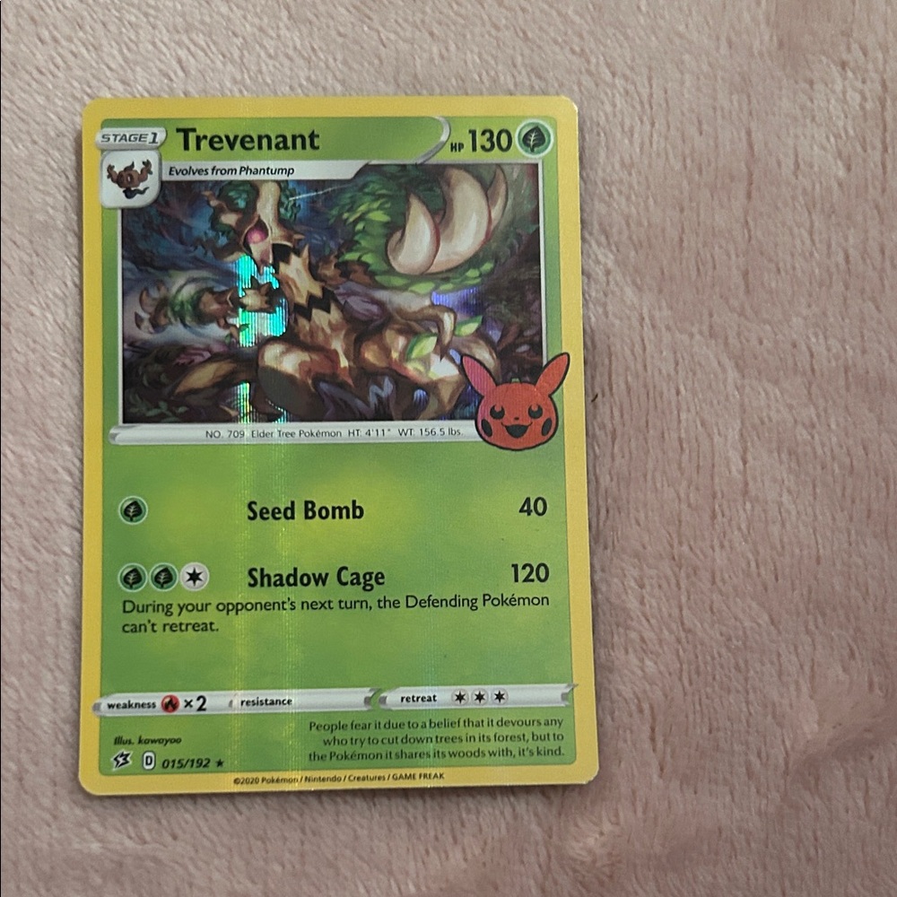 Pokemon Trevenant Card with Green and Yellow